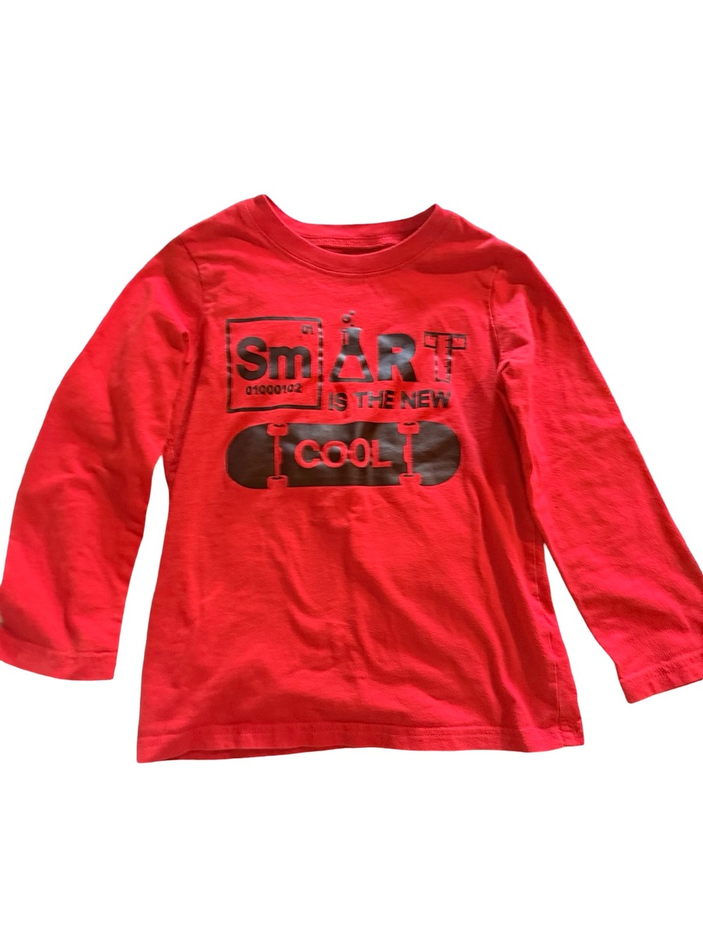 Kids Red Long-Sleeve Graphic Tee - Smart is the New Cool